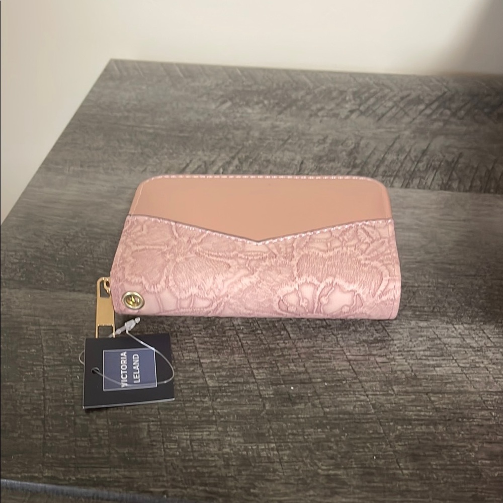 NWT Pink Floral Wallet with Gold Accents